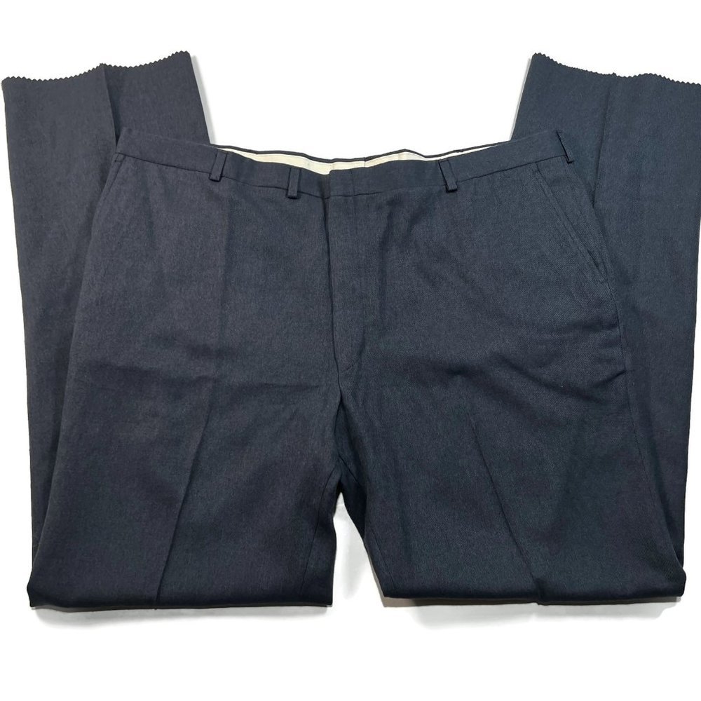 Vintage John Weitz Blue‎ Wool Blend Pants Mens 46 Unhemmed USA Made Dress